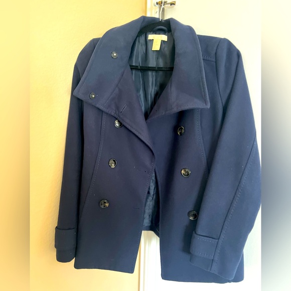 H&M Navy Blue Pea Coat - Picture 1 of 3
